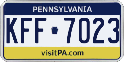 PA license plate KFF7023
