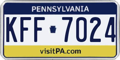 PA license plate KFF7024