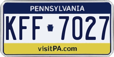 PA license plate KFF7027