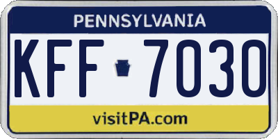 PA license plate KFF7030