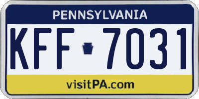 PA license plate KFF7031