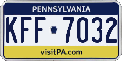 PA license plate KFF7032