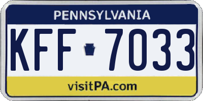 PA license plate KFF7033