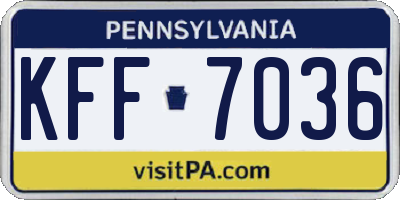 PA license plate KFF7036