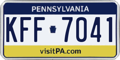 PA license plate KFF7041
