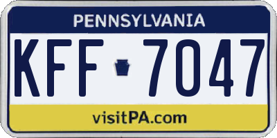 PA license plate KFF7047