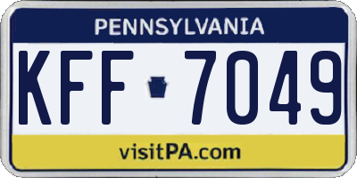 PA license plate KFF7049