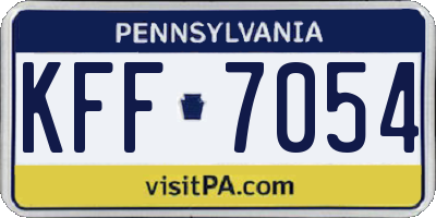 PA license plate KFF7054