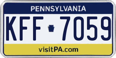 PA license plate KFF7059