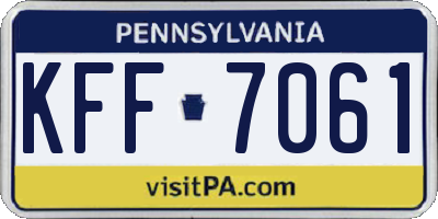 PA license plate KFF7061