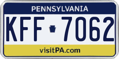 PA license plate KFF7062