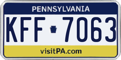PA license plate KFF7063