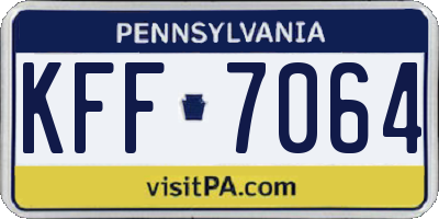 PA license plate KFF7064