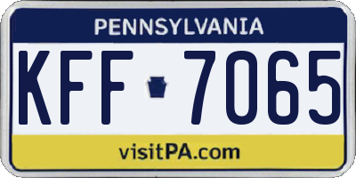 PA license plate KFF7065