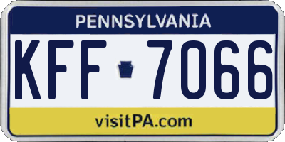 PA license plate KFF7066