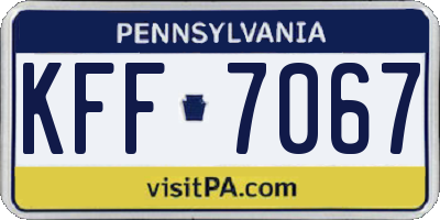 PA license plate KFF7067