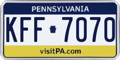 PA license plate KFF7070