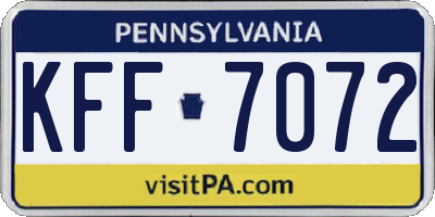 PA license plate KFF7072