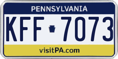 PA license plate KFF7073