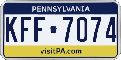 PA license plate KFF7074