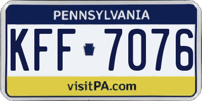 PA license plate KFF7076