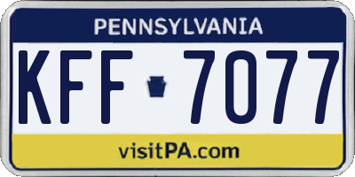 PA license plate KFF7077