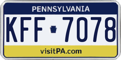 PA license plate KFF7078