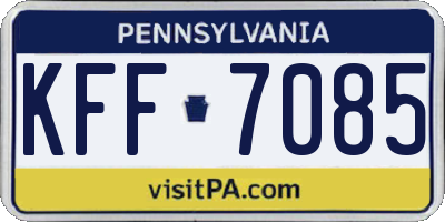 PA license plate KFF7085