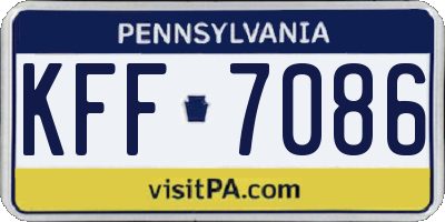 PA license plate KFF7086