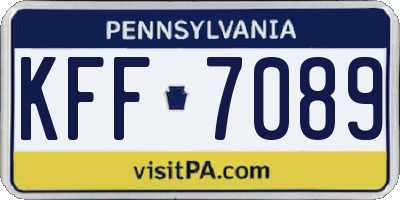 PA license plate KFF7089