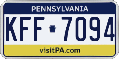 PA license plate KFF7094