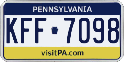 PA license plate KFF7098