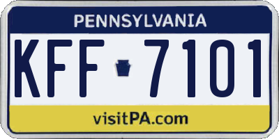 PA license plate KFF7101