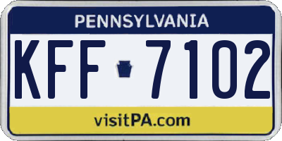 PA license plate KFF7102