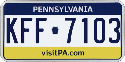 PA license plate KFF7103