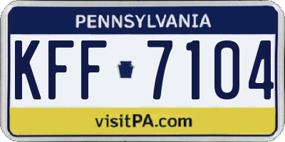 PA license plate KFF7104