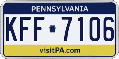 PA license plate KFF7106