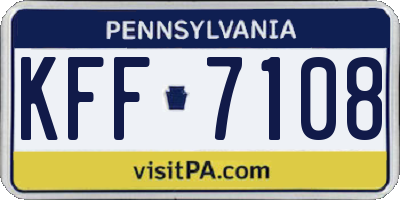 PA license plate KFF7108