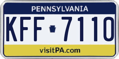 PA license plate KFF7110