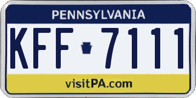 PA license plate KFF7111
