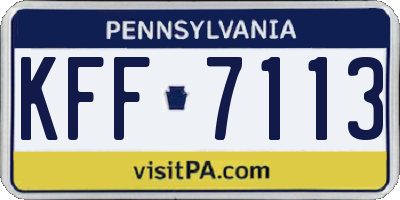 PA license plate KFF7113