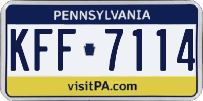 PA license plate KFF7114