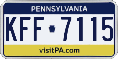 PA license plate KFF7115