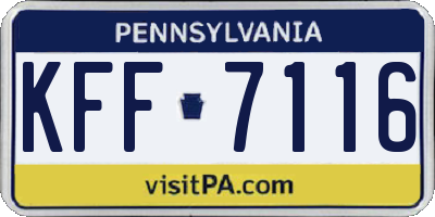 PA license plate KFF7116