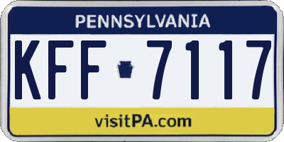 PA license plate KFF7117