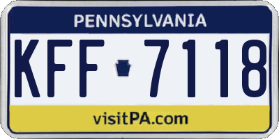 PA license plate KFF7118