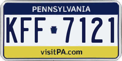 PA license plate KFF7121