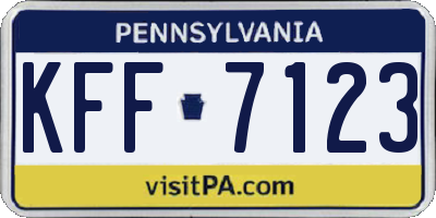 PA license plate KFF7123
