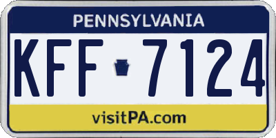 PA license plate KFF7124