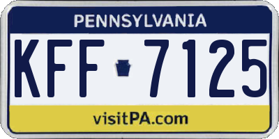 PA license plate KFF7125